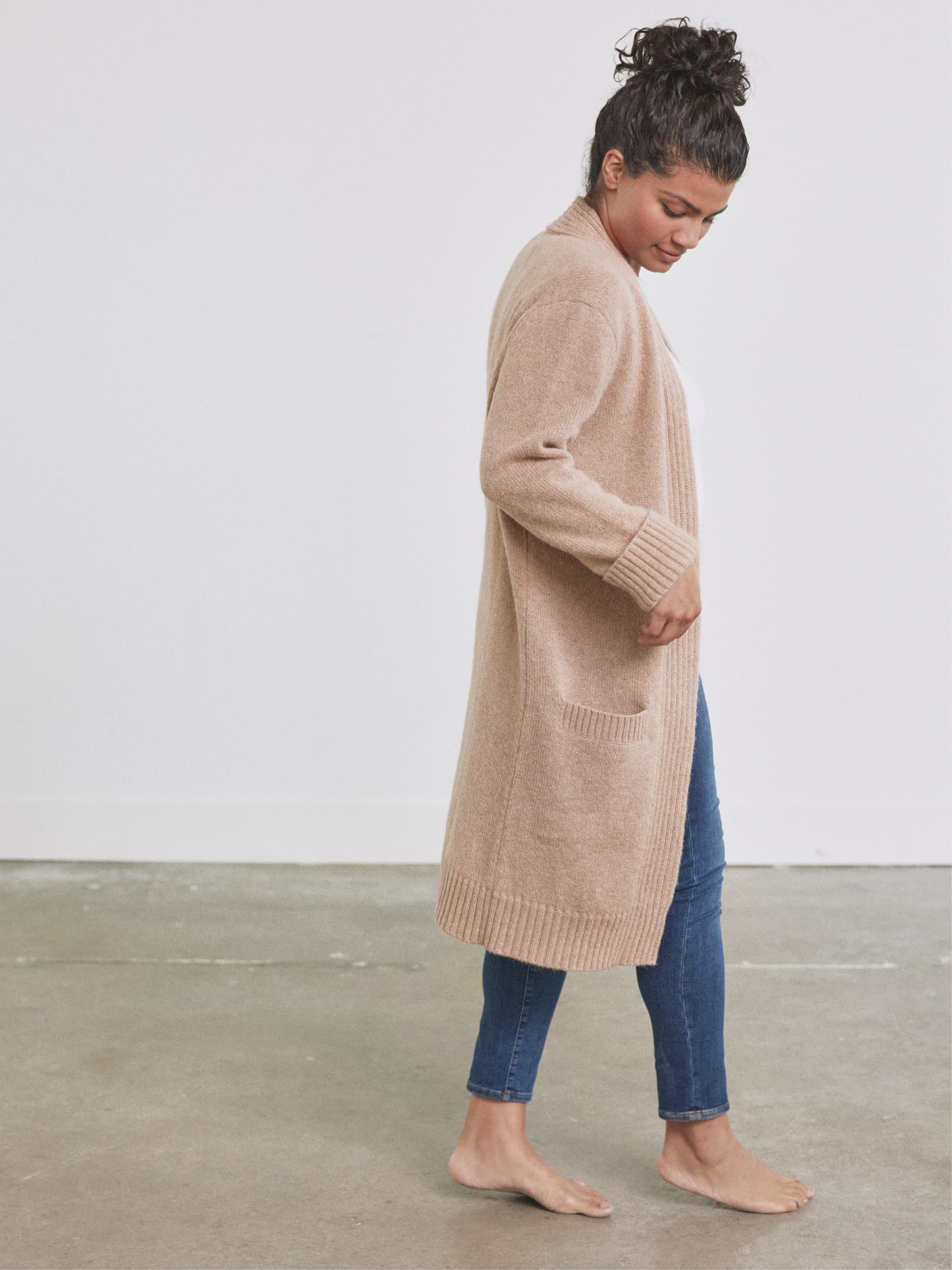 Women s Alpaca Ribbed Long Cardigan Sweater HASS Apparel by Avocado Avocado Green Mattress