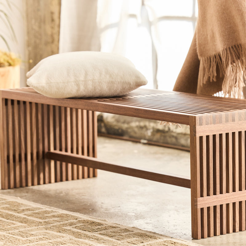 Wood slat on sale bench