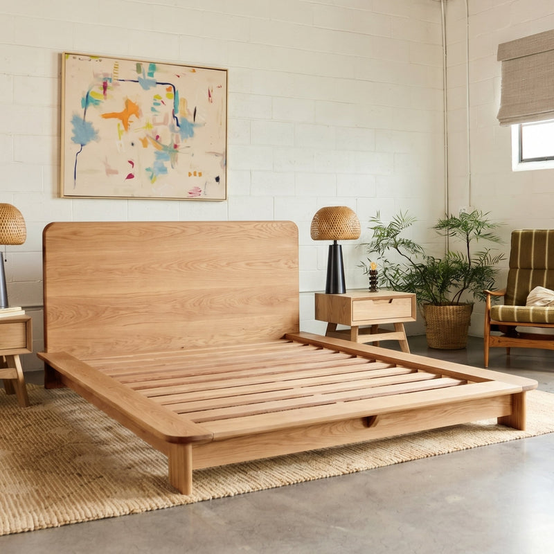 Wood Bed Frame — Solid Walnut or White Oak | Marin | Avocado
