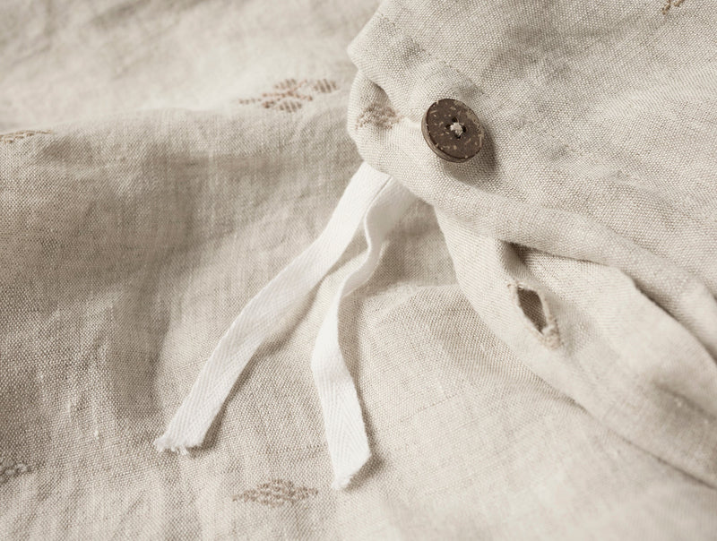 Cambria Embroidered Organic Linen Duvet Cover - Thumbnail 4