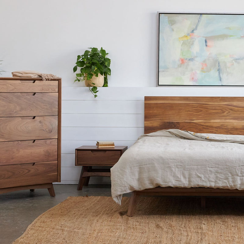 Modern walnut on sale bed frame