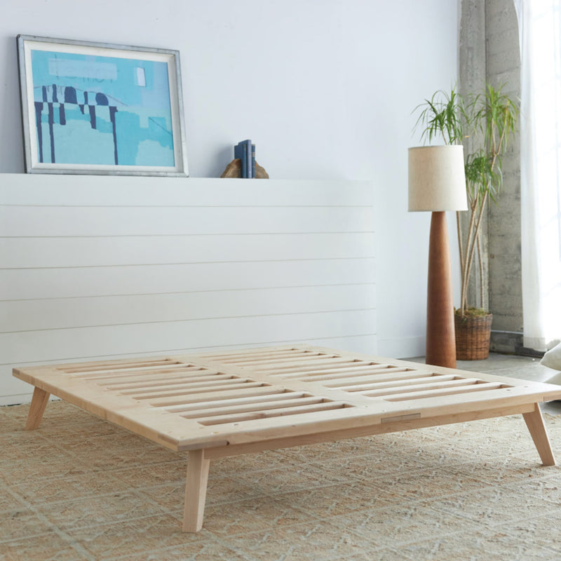 Mid century bed frame no headboard discount
