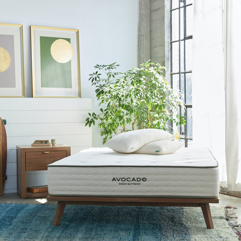 Eco Conscious Non Toxic Natural Wood Bed Frames Avocado Green Mattress