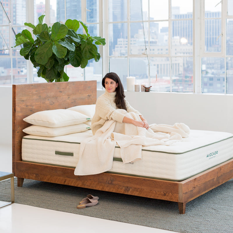 Avocado Green Mattress Natural Wood Bed Frame Reclaimed Design