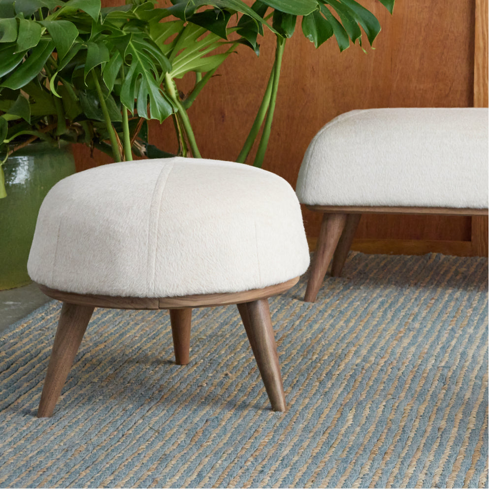 Mid-Century Modern Upholstered Stool | Avocado Green Mattress